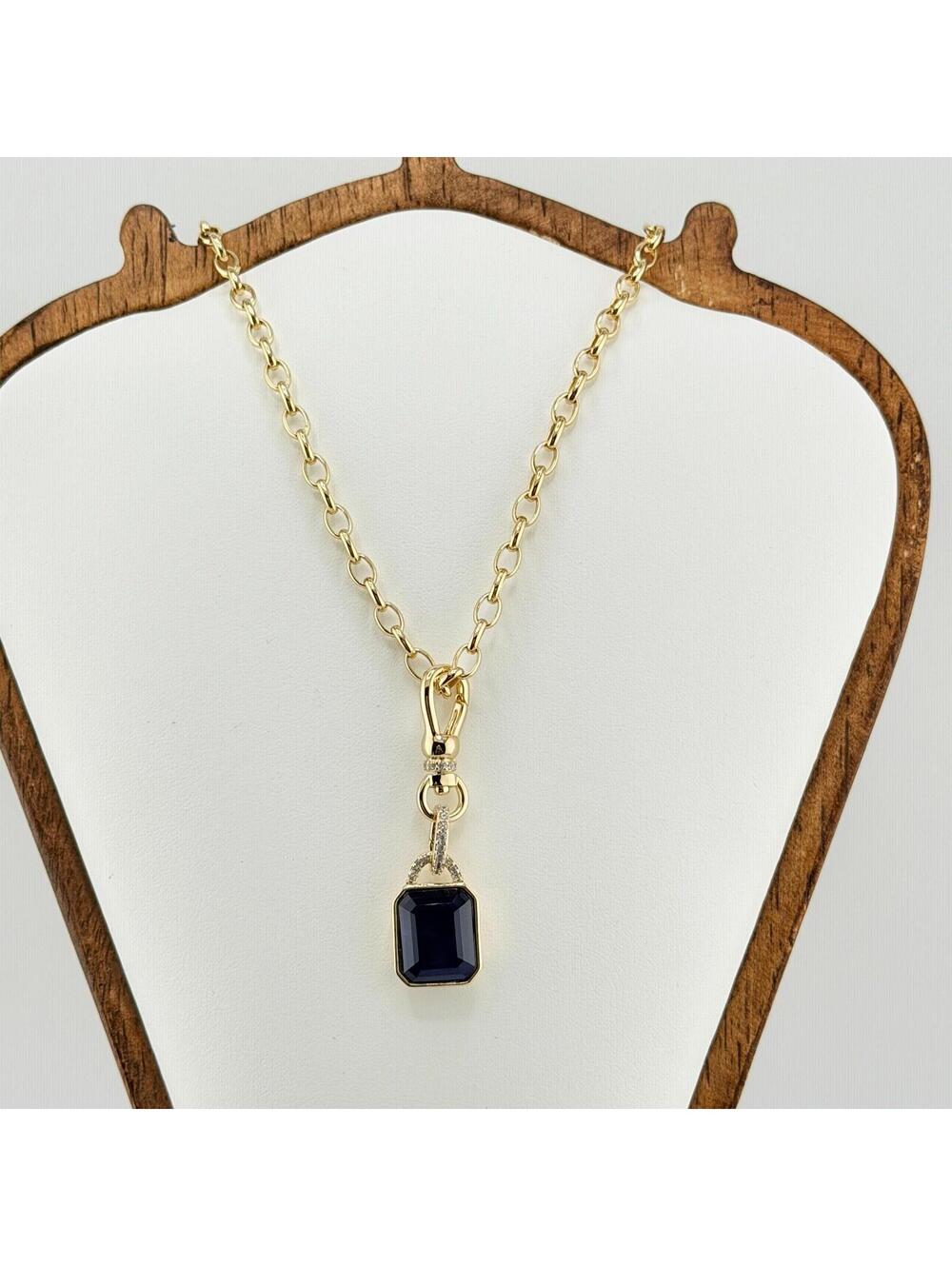 Bomb Party Necklace RARE UNICORN Lab Created Sapphire Yellow Gold LOCK NK90310